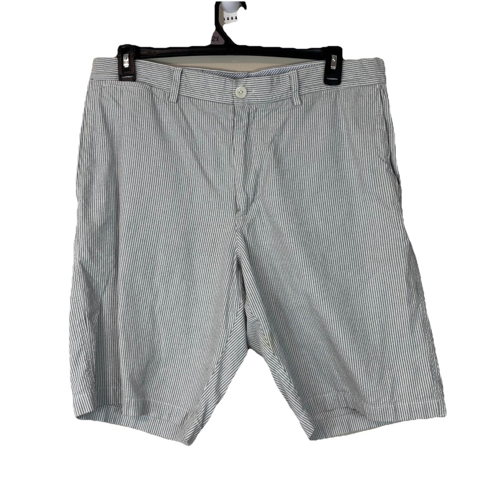Banana Republic Emerson Shorts Mens 36 Gray/White Striped Resort Beach Chinos